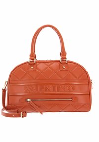 Borsa a tracolla in pelle arancione con design trapuntato. Caratterizzata da un logo, hardware dorato, manici superiori e una tracolla removibile. Tasca con zip sul fronte.