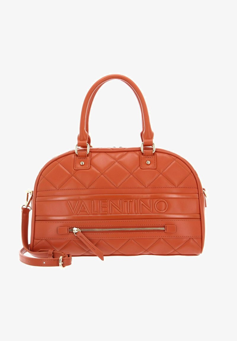 Borsa a tracolla in pelle arancione con design trapuntato. Caratterizzata da un logo, hardware dorato, manici superiori e una tracolla removibile. Tasca con zip sul fronte.