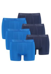 Set aus sechs Boxershorts in Blau und Marineblau, mit elastischen Taillenbündchen und Puma-Logo, glattem Stoff und enger Passform.