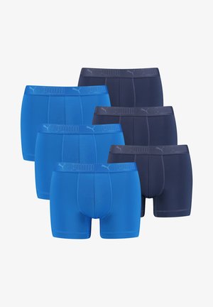 Set aus sechs Boxershorts in Blau und Marineblau, mit elastischen Taillenbündchen und Puma-Logo, glattem Stoff und enger Passform.