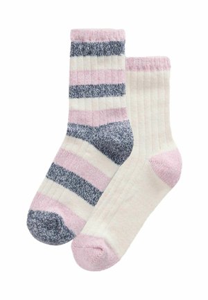 Next, LIGHTWEIGHT COSY ANKLE SOCKS 2 PACK - Socks - pink   cream stripe