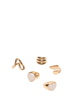 Stradivarius, SET OF 5 HEART RINGS - Bague - gold-coloured