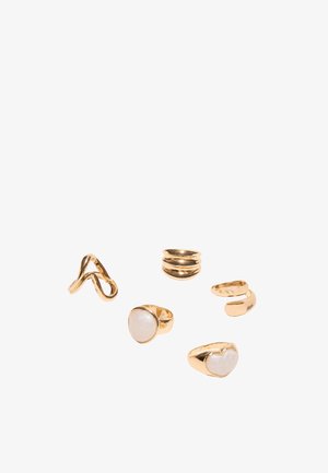 Stradivarius, SET OF 5 HEART RINGS - Ring - gold-coloured
