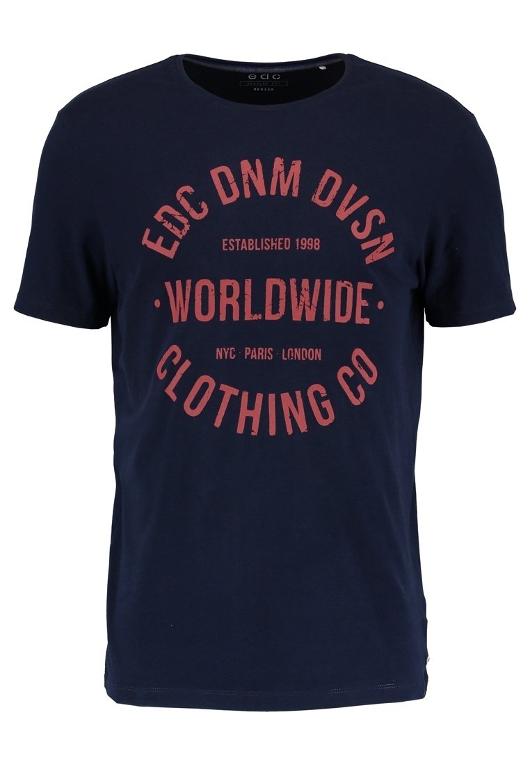Edc By ESPRIT Herren T-Shirt Mit Retro Print – 100% Baumwolle, Lässiger Fit