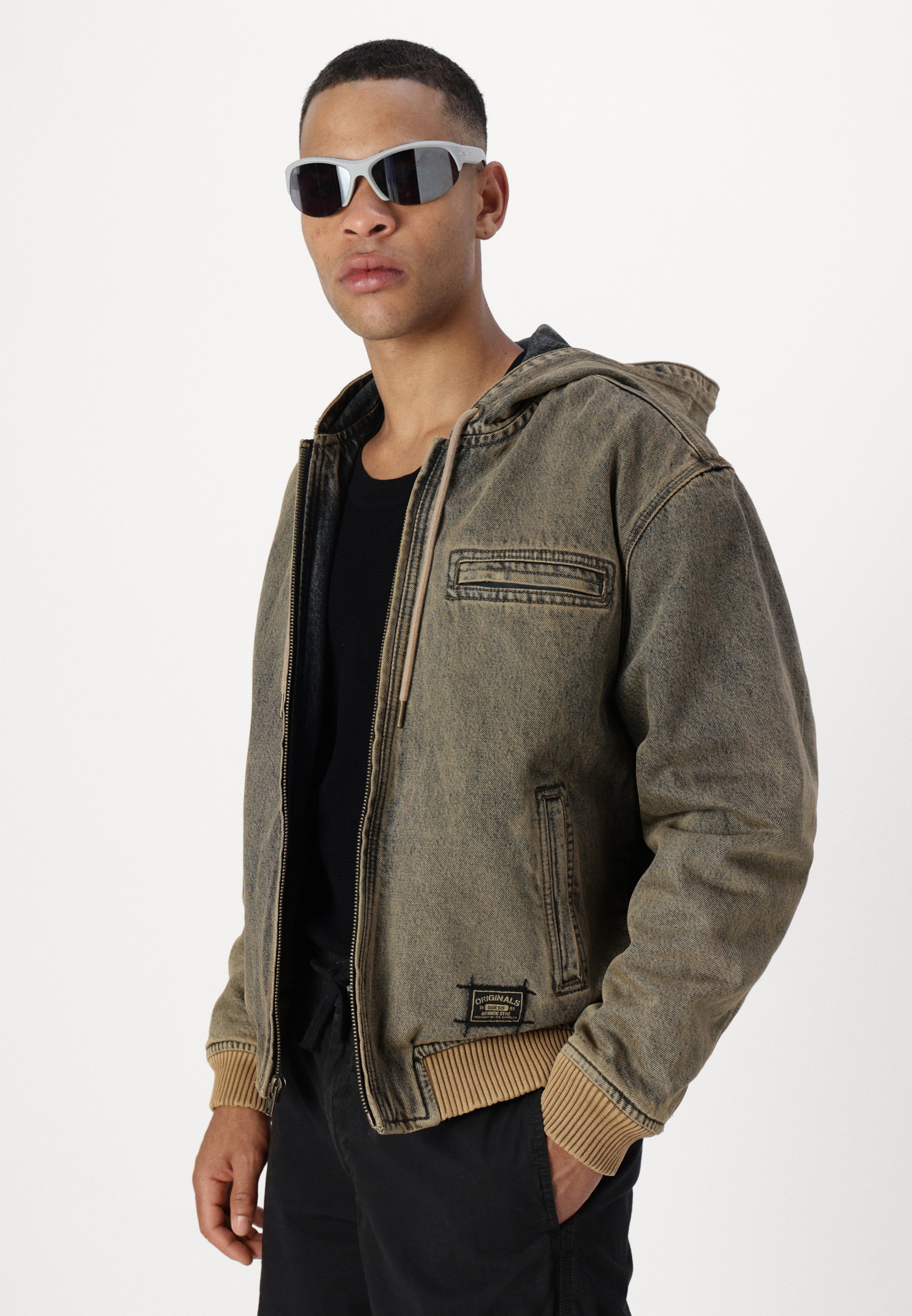 Guess Originals HOODIE - Denim jacket - brown wash/brown - Zalando