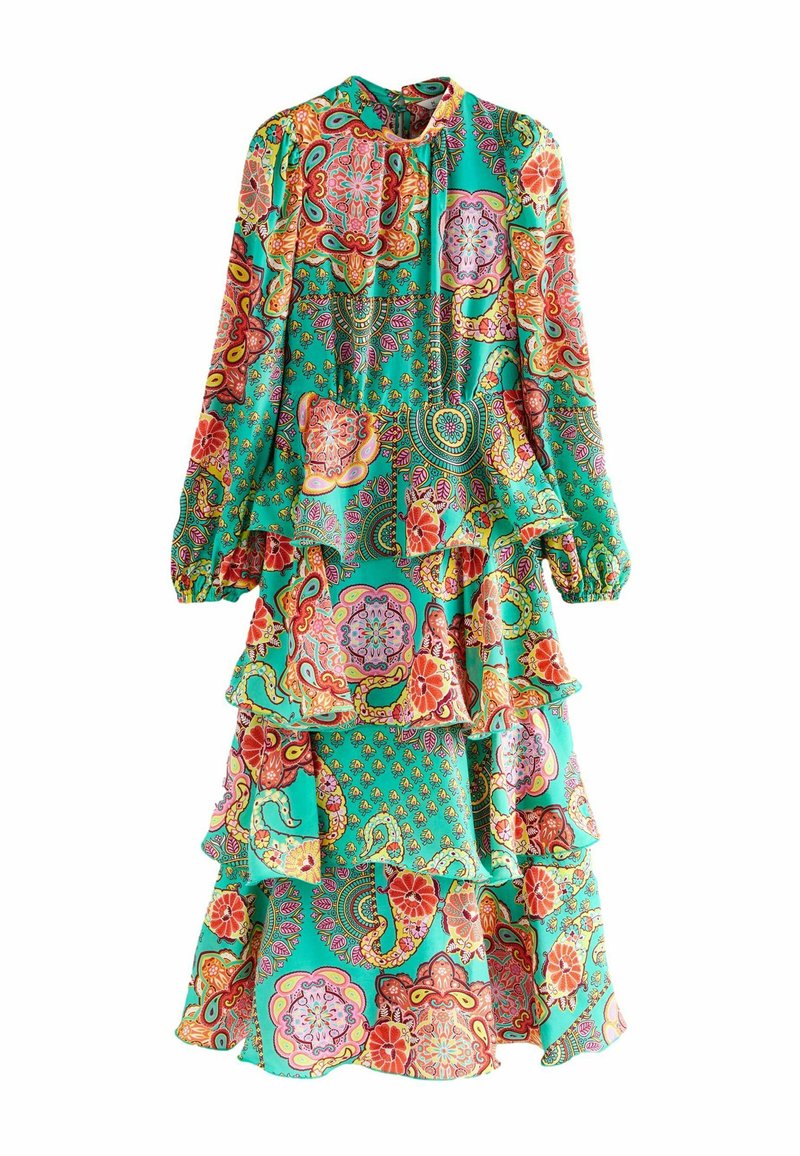 Next - REGULAR FIT - LONG SLEEVE TIERED BOHO OCCASION - Maxikleid - bright green paisley print, Vergrößern