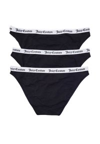 Slip bikini in cotone nero con banda bianca con la scritta "Juicy Couture". Set di tre, caratterizzati da una texture liscia e un design a taglio classico.