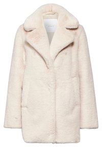 Cappotto corto in pelliccia sintetica di un rosa pallido, con colletto a revers, tasche laterali e una texture morbida. Progettato per una vestibilità comoda.