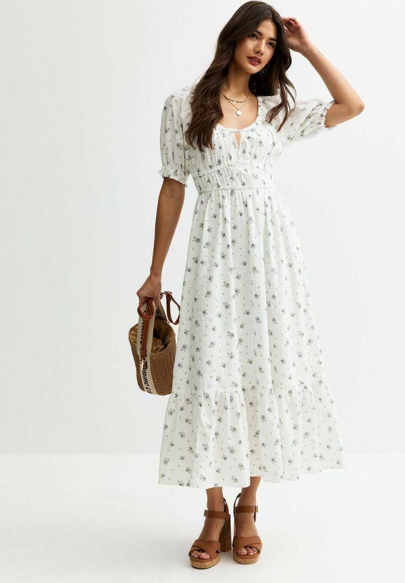 floral midi party dress Lady Black Tie - Solana Midi Dress - Blue & Pink Floral Halter Dress
