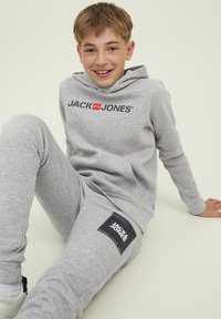 Jack & Jones Junior JJECORP OLD LOGO - Felpa con cappuccio - light grey melange