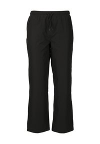 Pantalons de plein air noirs avec taille élastique à lien de serrage, design à jambe droite et deux poches latérales. Fabriqués en tissu léger et respirant.