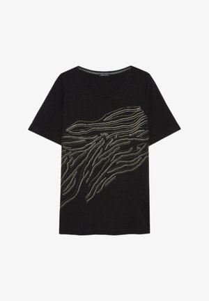 Fiorella Rubino, T-SHIRT CON HOTFIX MOTIVO ZEBRATO - T-shirt print - nero