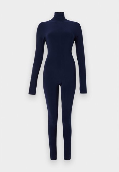 Námořnicky modrý body s dlouhými rukávy a límcem. Vyrobené z elastického materiálu pro přiléhavý střih. Bezešvá silueta bez viditelných zapínání.