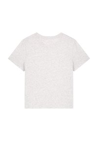 Grijze katoen t-shirt, korte mouwen, ronde hals, licht gestructureerd oppervlak, eenvoudig ontwerp, relaxte pasvorm, geen zichtbare logo's of patronen.