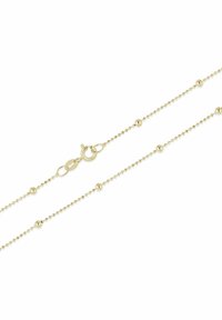 Goldkette mit kleinen sphärischen Akzenten entlang eines zarten Glieddesigns, mit einem sicheren Karabinerverschluss.