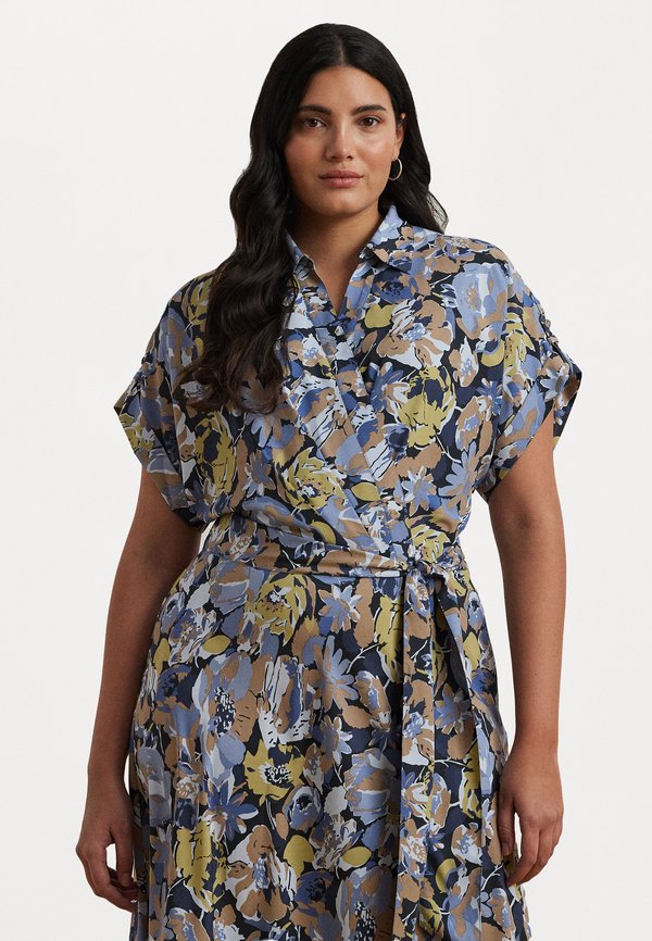 FLORAL BELTED CREPE DRESS - Shirt dress
