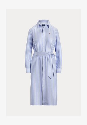 Polo Ralph Lauren STRIPED COTTON OXFORD BELTED SHIRTDRESS - Kreklkleita - harbor island blue/white