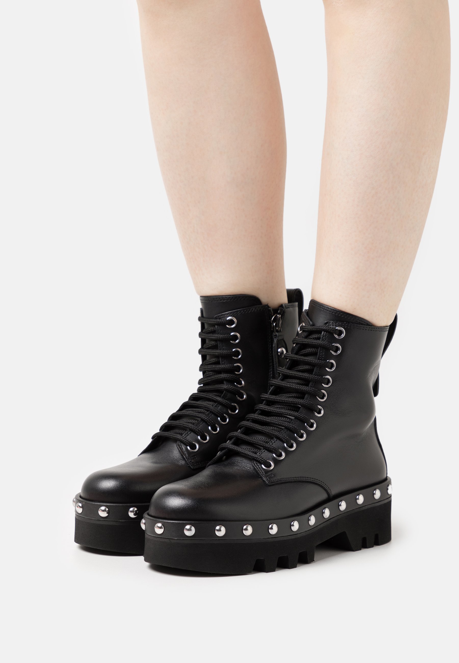black emo combat boots