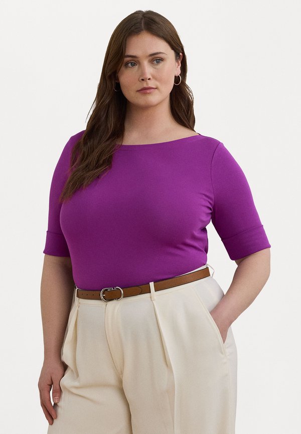 STRETCH COTTON BOATNECK TOP - Basic T-shirt - purple dawn