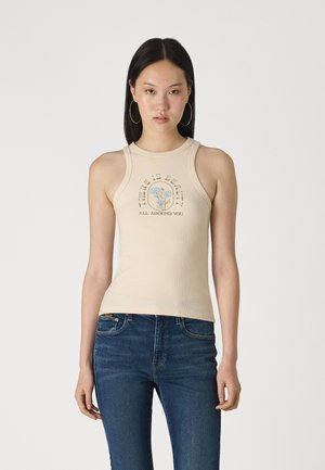 CUTAWAY FRONT TANK GRAPHICS - Débardeur - cream