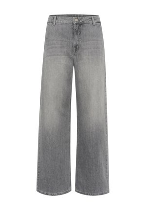 Wijde jeans in een vervaagd grijs denim stof. Beschikt over een klassiek vijf-pocket ontwerp en een sluiting met een knoop aan de voorkant.