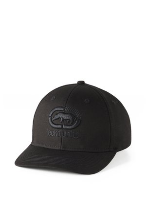 Čierna šiltovka s zakriveným štítkom, na prednej časti s plastickým logom Ecko Unltd. a emblémom nosorožca.