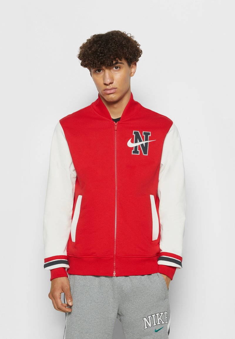 Nike Sportswear RETRO VARSITY - Zip-up sweatshirt - university red/red -  Zalando.co.uk
