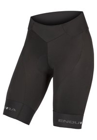 Zwarte fietsshort gemaakt van rekbaar materiaal. Voorzien van een gepolsterde zeem, hoge tailleband en een bedrukt logo op de zoom. Slank gesneden.