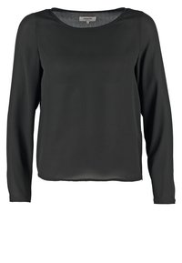 Svart långärmad blus i ett mjukt tyg, med rund halsringning och en något lös passform med rak fåll.