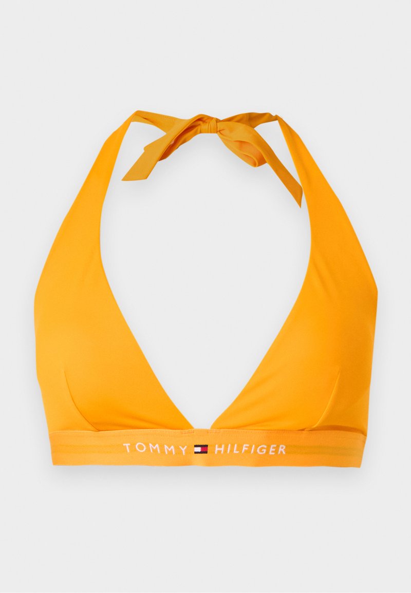 Φωτεινό πορτοκαλί μπικίνι με λαιμόδετο και λογότυπο Tommy Hilfiger στον ελαστικό κάτω ιμάντα.
