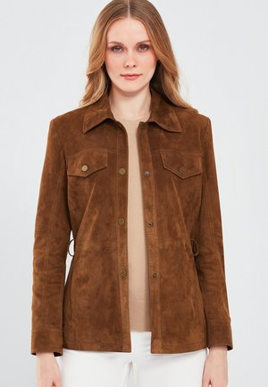 Derimod Veste en cuir - brown