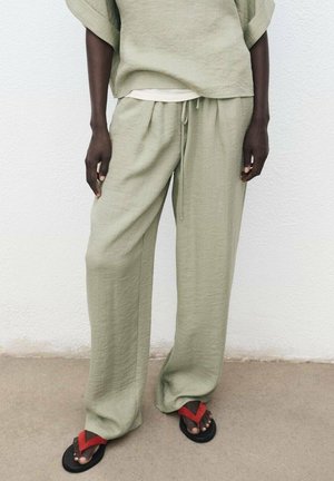 DRAWSTRING STRAIGHT - Trousers - light green
