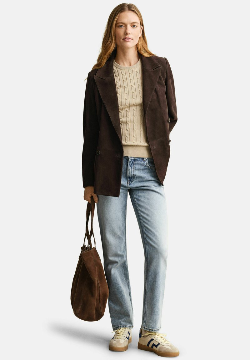 GANT STRETCH CABLE - Triko s potiskem - oat beige