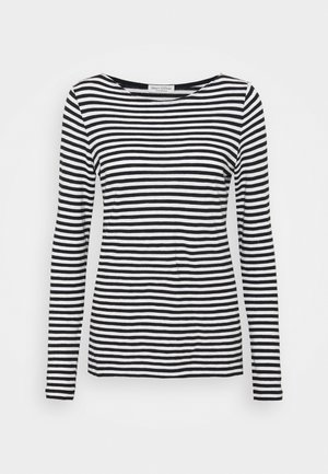 Langemouwen, ronde hals T-shirt met een zwart-wit gestreept patroon. Gemaakt van zachte stof met een reguliere pasvorm. Schoon, minimalistisch ontwerp.