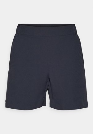 Tumed jaavavesi lühikesed püksid sujuva, kerge kangaga, millel on lame vöökoht ja küljetaskud, disainitud mugavuseks ja liikuvuseks.