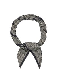 Patterned scarf in shades of navy and beige, featuring a textured houndstooth design with pointed ends and a smooth finish.