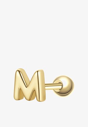 Guldørestik formet som det store bogstav "M" med afrundede kanter og en glat, poleret finish.