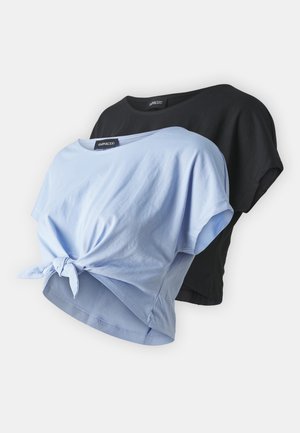 2 PACK - Basic T-shirt - light blue/black