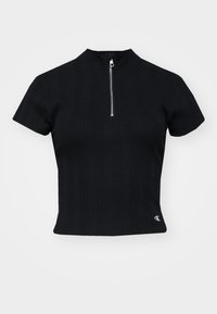 Calvin Klein Jeans VARIEGATED HALF ZIP - Basic póló - black
