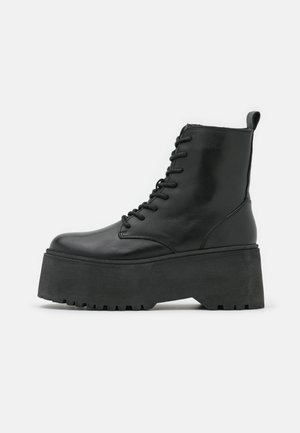 LEATHER - Bottines à plateau - black