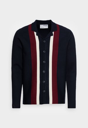 SLHMILAN CUBAN CARDIGAN - Chaqueta de punto - sky captain/tawny port/egret