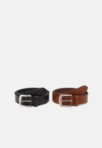 Pier One - LEATHER 2 PACK - Skärp - cognac/black Miniatyrbild 1