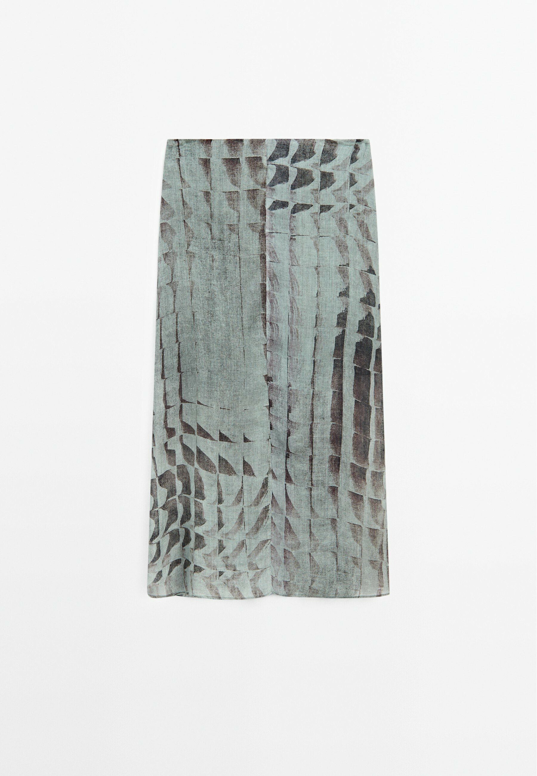 Massimo Dutti PRINTED MIDI WITH GATHERED DETAIL - A-line