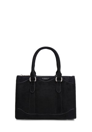 Borsa rettangolare nera con doppio manico superiore, dettagli di cuciture sottili e logo "DIANA&CO FIRENZE" al centro anteriore.