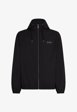KARL LAGERFELD, HOODED LOGO PATCH ZIP-UP - Veste légère - black