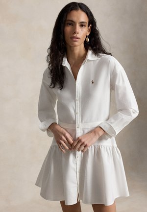 COTTON OXFORD PANELED SHIRTDRESS - Tričkové šaty - white
