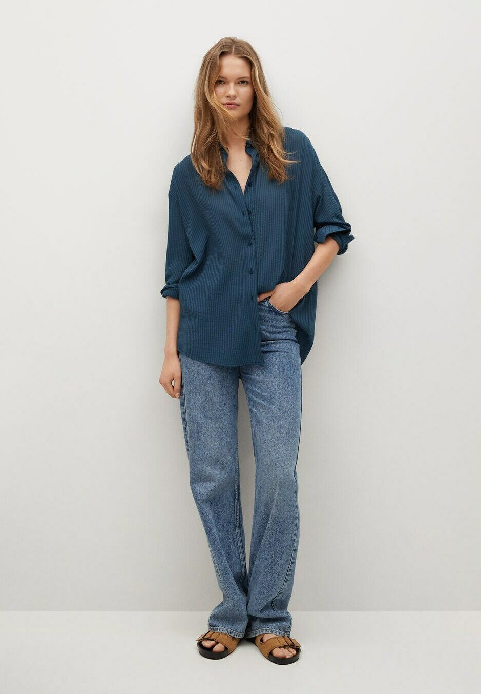 Mango CAMISA OVERSIZE - Camisa - azul/azul marino - Zalando.es
