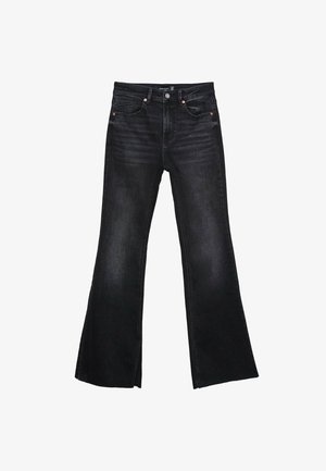 Stradivarius, D74 SLIT FIT FLARED JEANS - Jean bootcut - mottled black