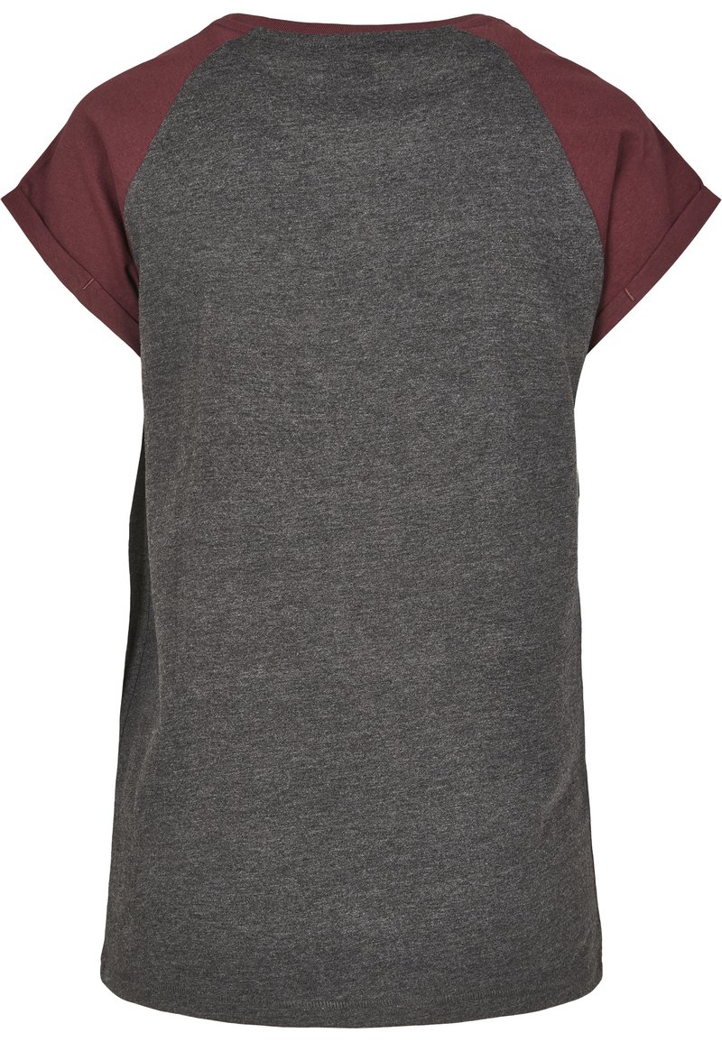 Damen T-Shirts | Urban Classics CONTRAST RAGLAN T-Shirt print charcoal/redwine/dunkelgrau - TH10514 Damen T-Shirts | Urban Classics CONTRAST RAGLAN T-Shirt print charcoal/redwine/dunkelgrau - TH10514
