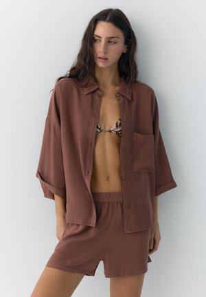 PULL&BEAR Bluza s gumbima - brown